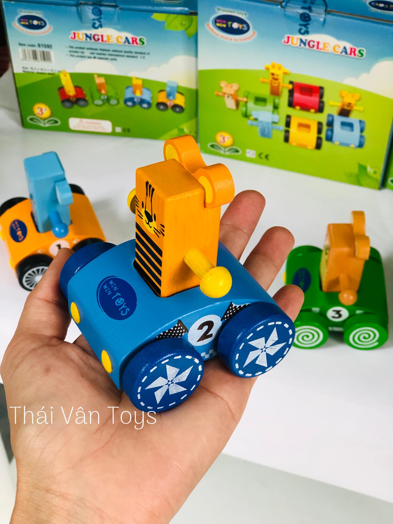 Bộ 4 Xe Đua Rừng Xanh Ngộ Nghĩnh Vui Nhộn - Đồ chơi gỗ Việt Nam