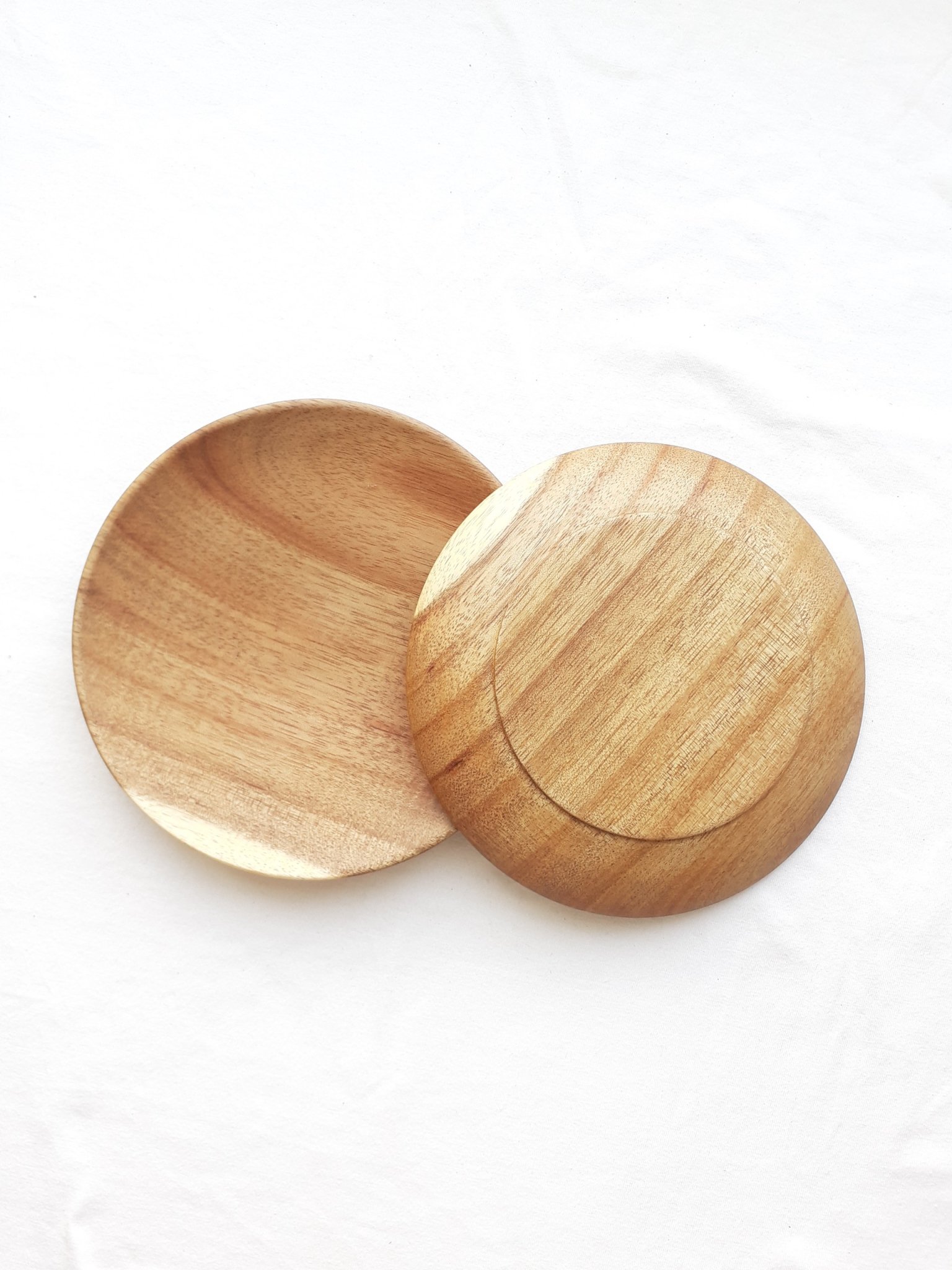 Bộ 3 đĩa gỗ KEO tròn 14 cm lót ly, cốc, đựng trái cây, hoa quả, đồ ăn