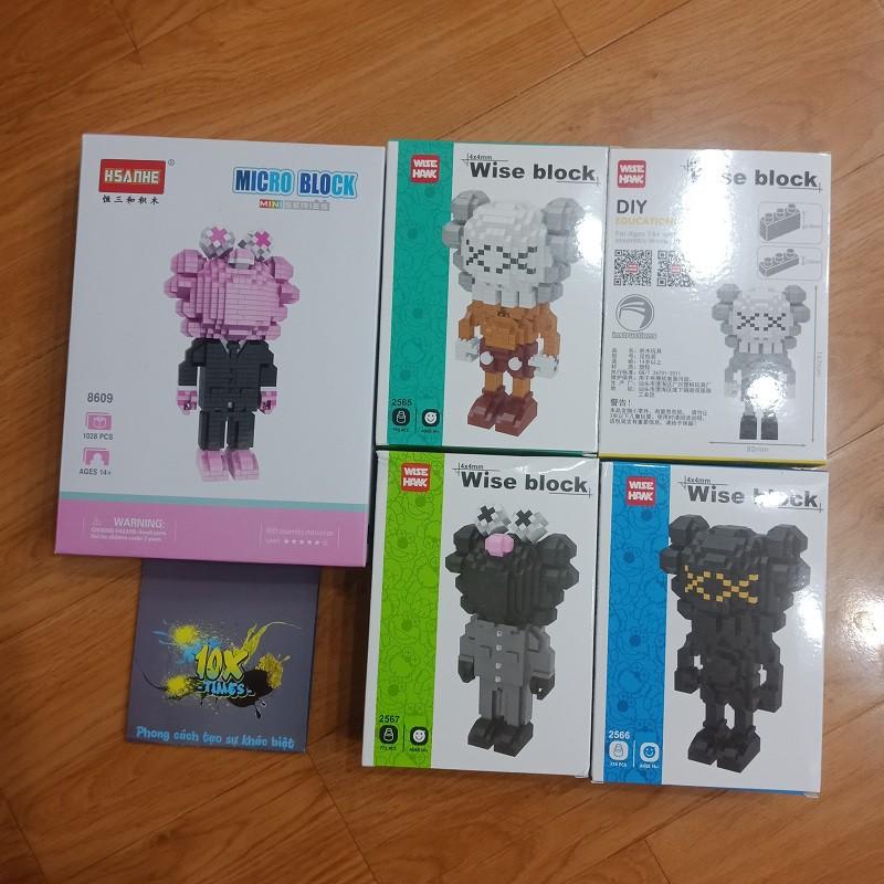 Đồ chơi lắp ráp (size 16cm) lego 3D đồ chơi giáo dục lắp ráp mô hình nhân vật Kaws bearbick dễ thương, quà tặng sinh nhật bạn trai gái