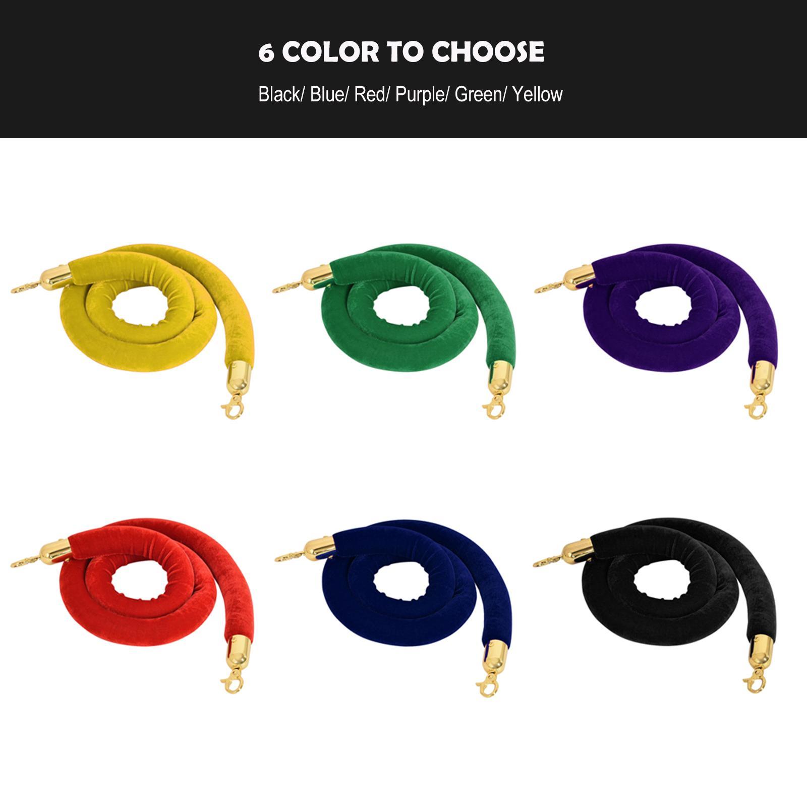 2x Velvet Stanchion Rope with Hooks, Velvet Ropes Crowd Control Stanchion Post Queue Line Barrier Velvet Hanging Ropes for Movie Theater, Museum, Hote