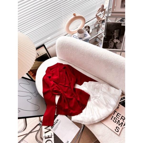 SET ÁO VEST ĐỎ CHÂN VÁY TRẮNG