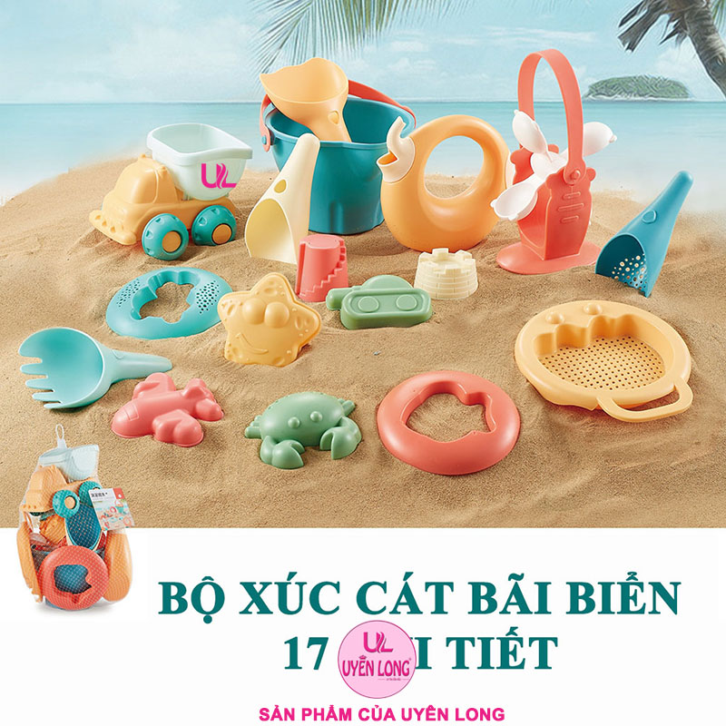 Bộ Đồ Chơi Xúc Cát Bãi Biển Dành Cho Bé, Nhựa An Toàn Cao Cấp, Xuất Âu, Nhiều Phân Loại