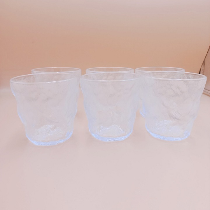 Bộ 6 Cốc Thủy Tinh decor chịu nhiệt vân nhám phong cách Hàn Quốc dung tích 290 ml cao cấp