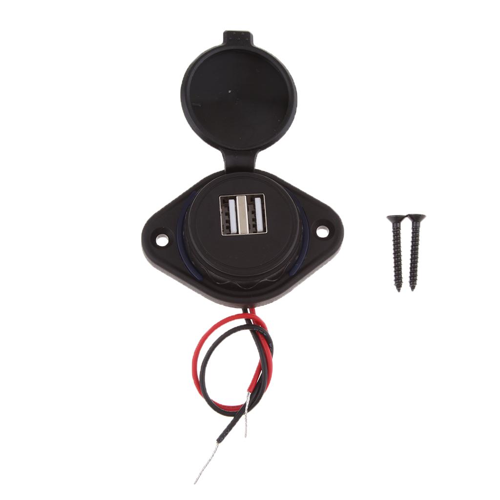 12-24V Waterproof 3.1A Motorcycle Car Dual USB Port Charger Socket Outlet