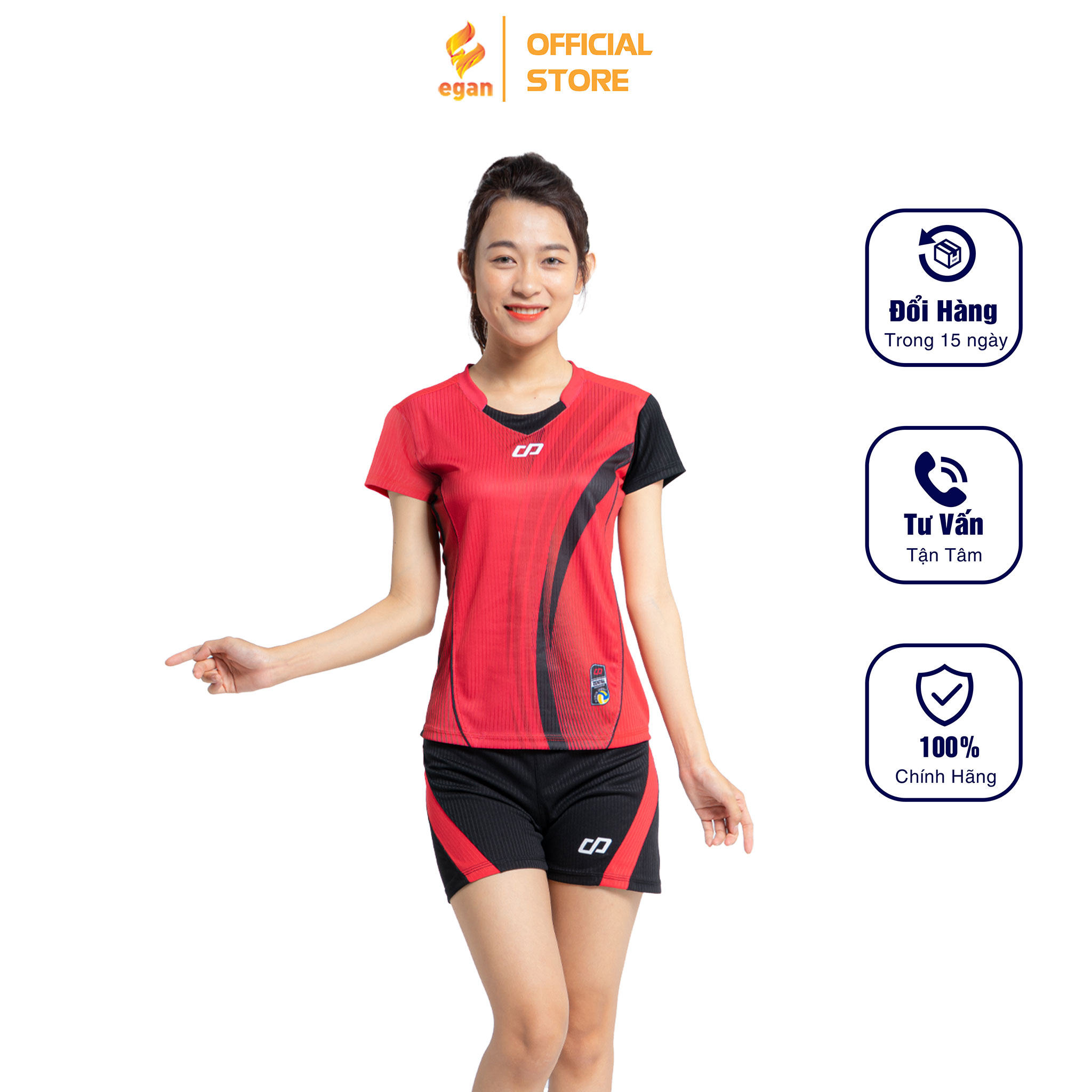 Bộ Quần Áo Thể Thao Bóng Chuyền Màu Đỏ Nữ ZENTIGA - CP SPORT BC05