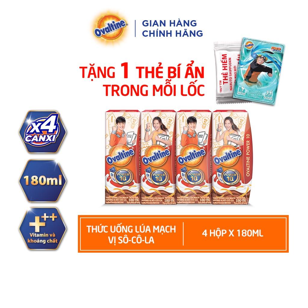 (TẶNG 1 THẺ BÍ ẨN) Thức uống lúa mạch hương vị sô-cô-la Ovaltine PRO công thức mới (180ml x 4)