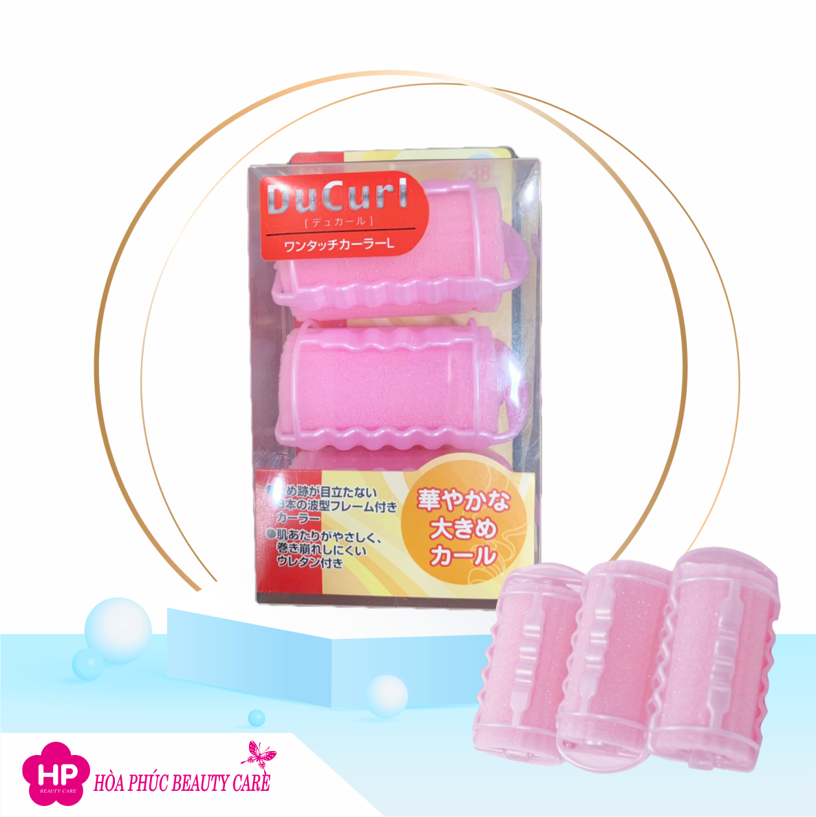 Lô Cuốn Tóc Làm Từ Nhựa Dẻo Cao Cấp Ducurl Kai HC0643 Size M - 33mm (Set 4 Cái) (Combo Cuốn Tóc Và Set 24mL)