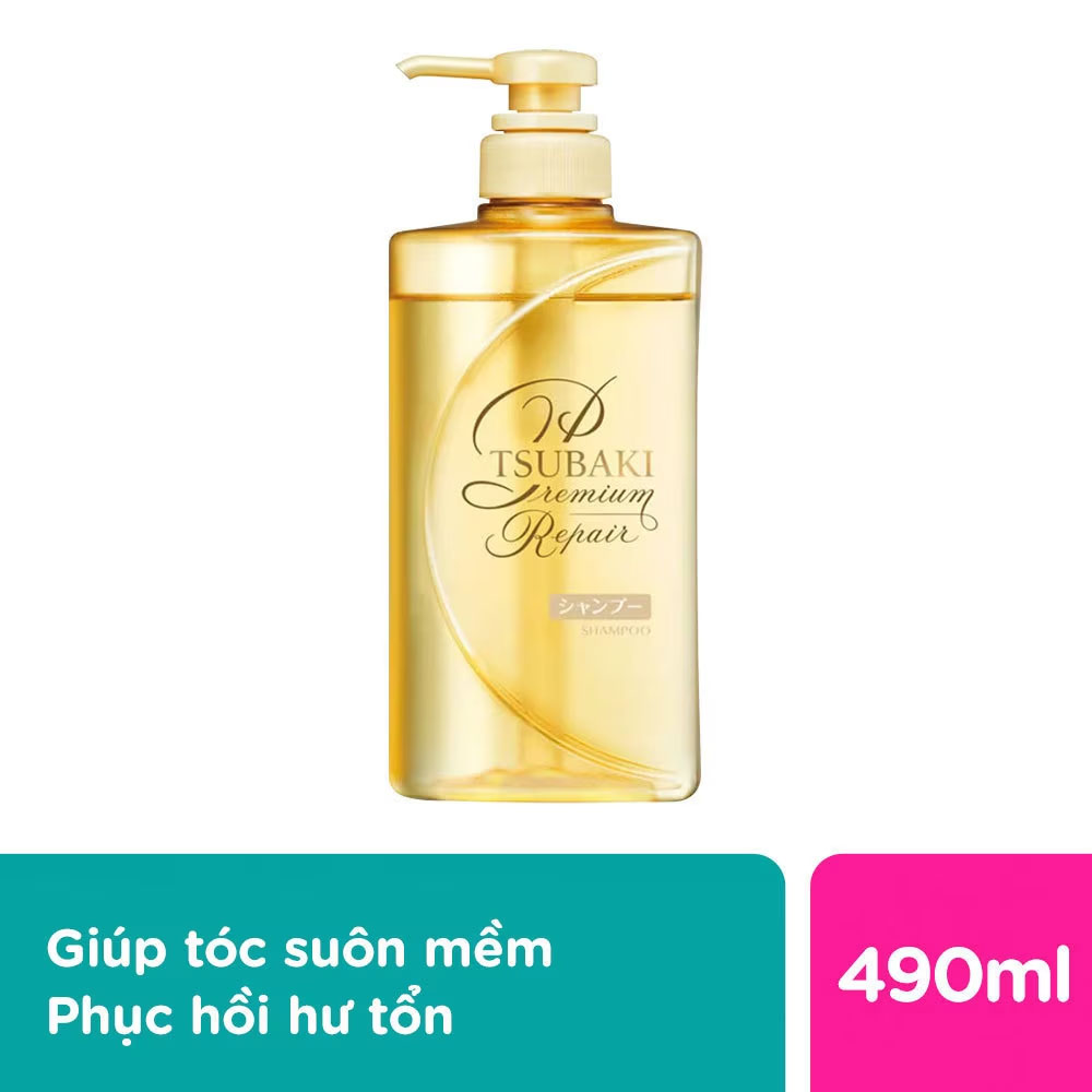 Dầu Gội Tsubaki Premium Repair Shampoo Phục Hồi Hư Tổn 490ml