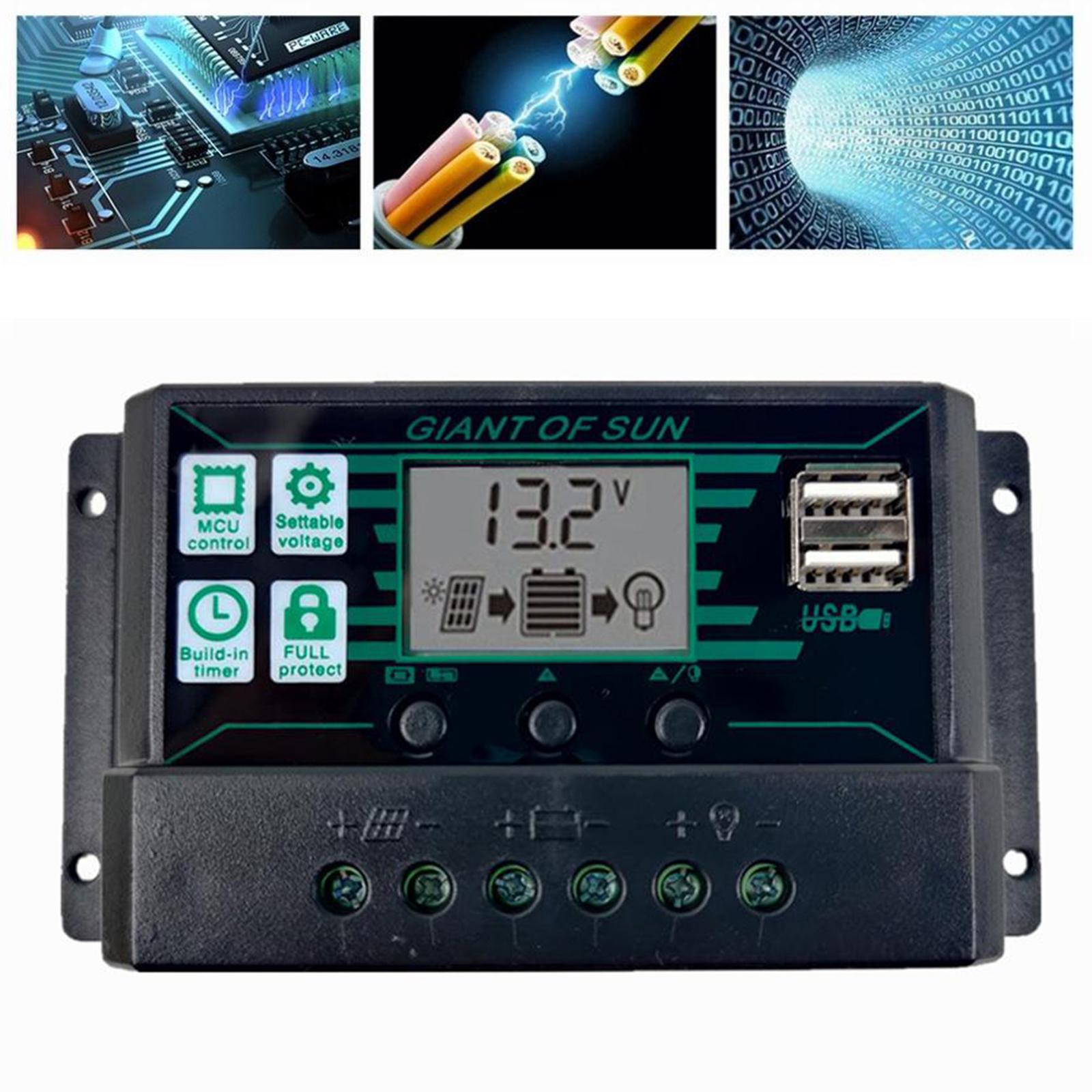 20- MPPT PWM Solar Panel Battery Regulator Charge Controller LCD Display 20A