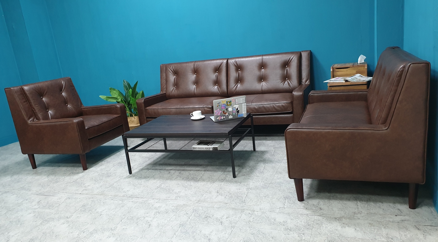 Sofa băng Juno sofa màu nâu, đen 140 x 80 x 90 cm