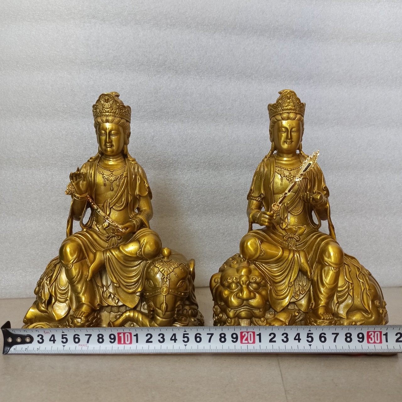 Cặp Tượng Bồ Tát Văn Thù Phổ Hiền Bằng Đồng, Văn Thù Phổ Hiền Bồ Tát Bằng Đồng Vàng- Đồ Đồng Nguyệt Ánh