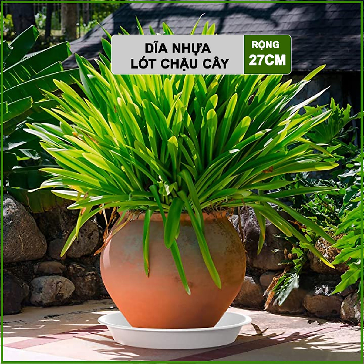 Đĩa nhựa lót chậu R27cm - Khay lót chậu cây, hoa kiểng