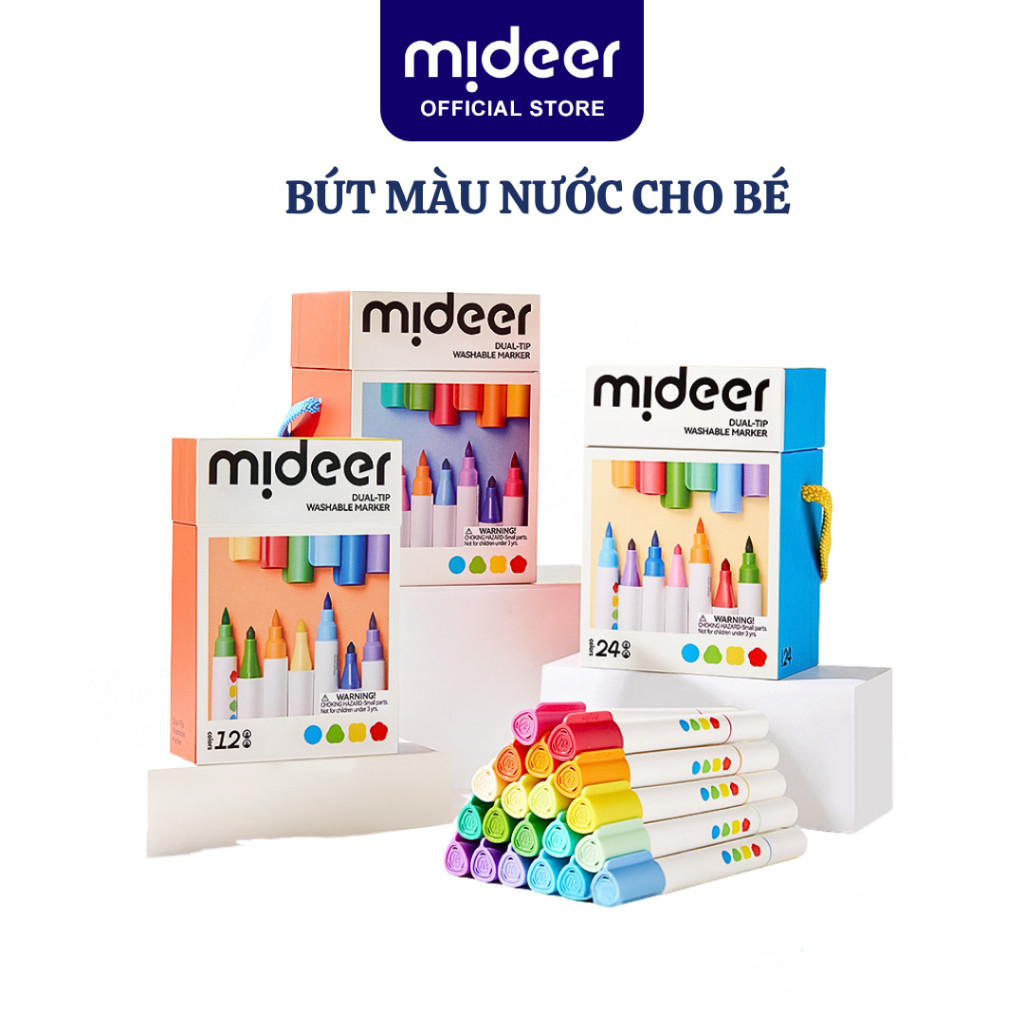 Bút màu nước cho bé Mideer, bút lông xóa được an toàn cho bé Washable Marker