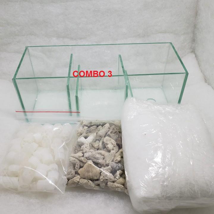 Lọc tràn COMBO 3 ngăn chứa vật liệu lọc cho hồ cá cảnh