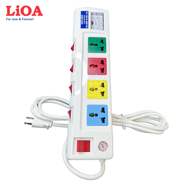 Ổ cắm Lioa 3 lỗ - 4 lỗ - 5 lỗ - 6 lỗ OFSSA2.5-2 có đồng hồ đo Ampe, công suất 3300W - Hàng chính hãng