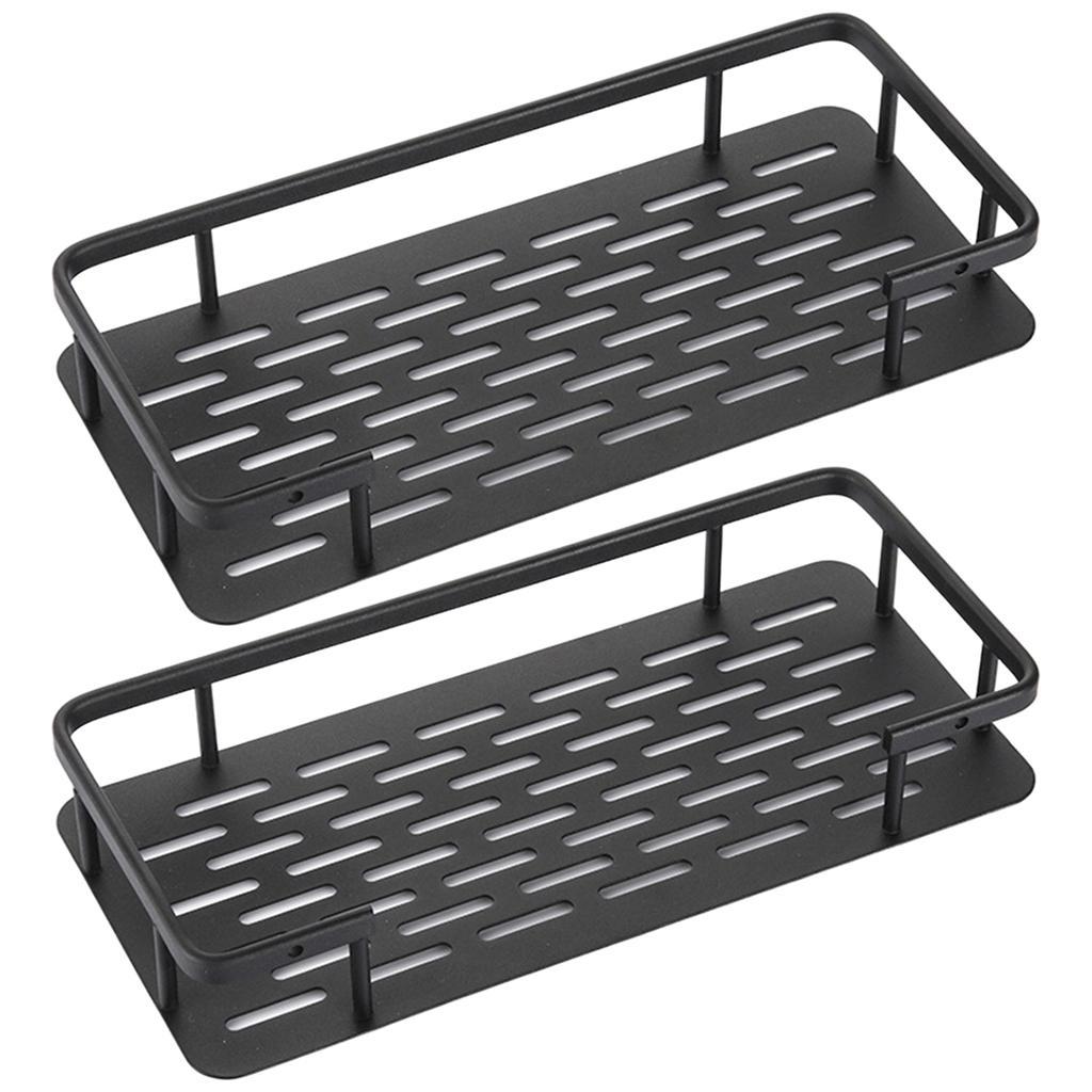 2Pcs Wall Mounted Shower Caddy Shelf No Drilling Storage Basket for Washroom