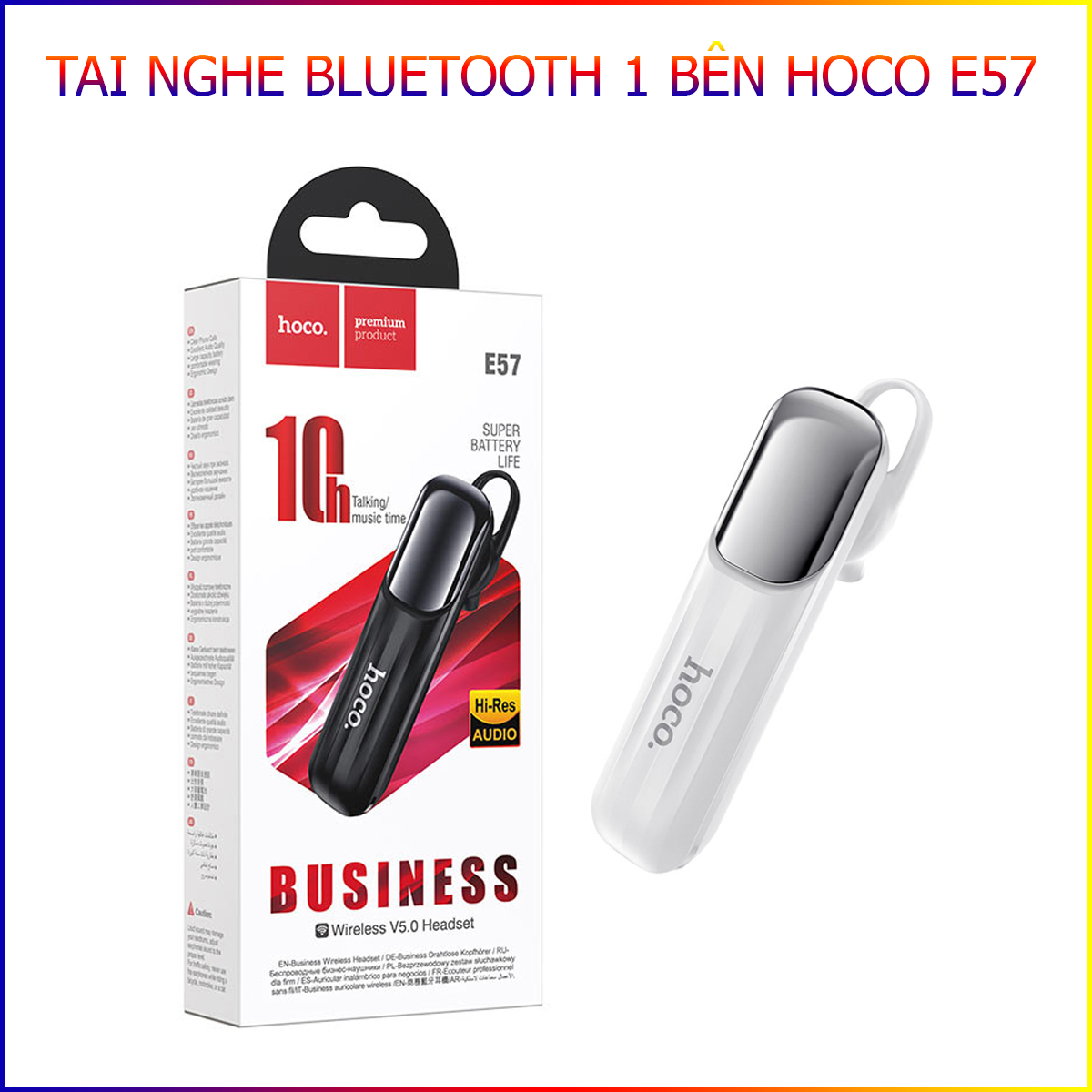 Tai Nghe Bluetooth 1 Bên Dành Cho Hoco E57 Phiên Bản Doanh Nhân BT5.0 Pin 10h Siêu Trâu Hàng Chính Hãng