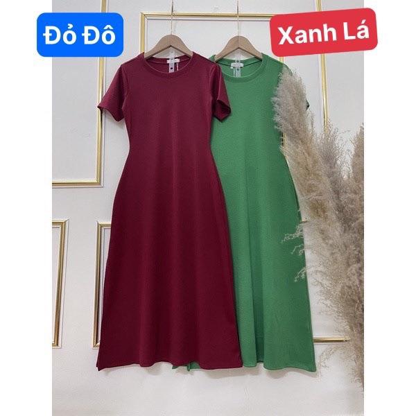 Đầm body thun dáng midi xẻ tà