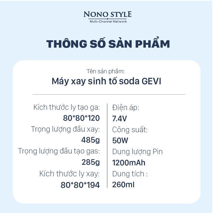 Máy Xay Sinh Tố Cầm Tay GEVI (50W - 260ML) - Hàng Chính Hãng