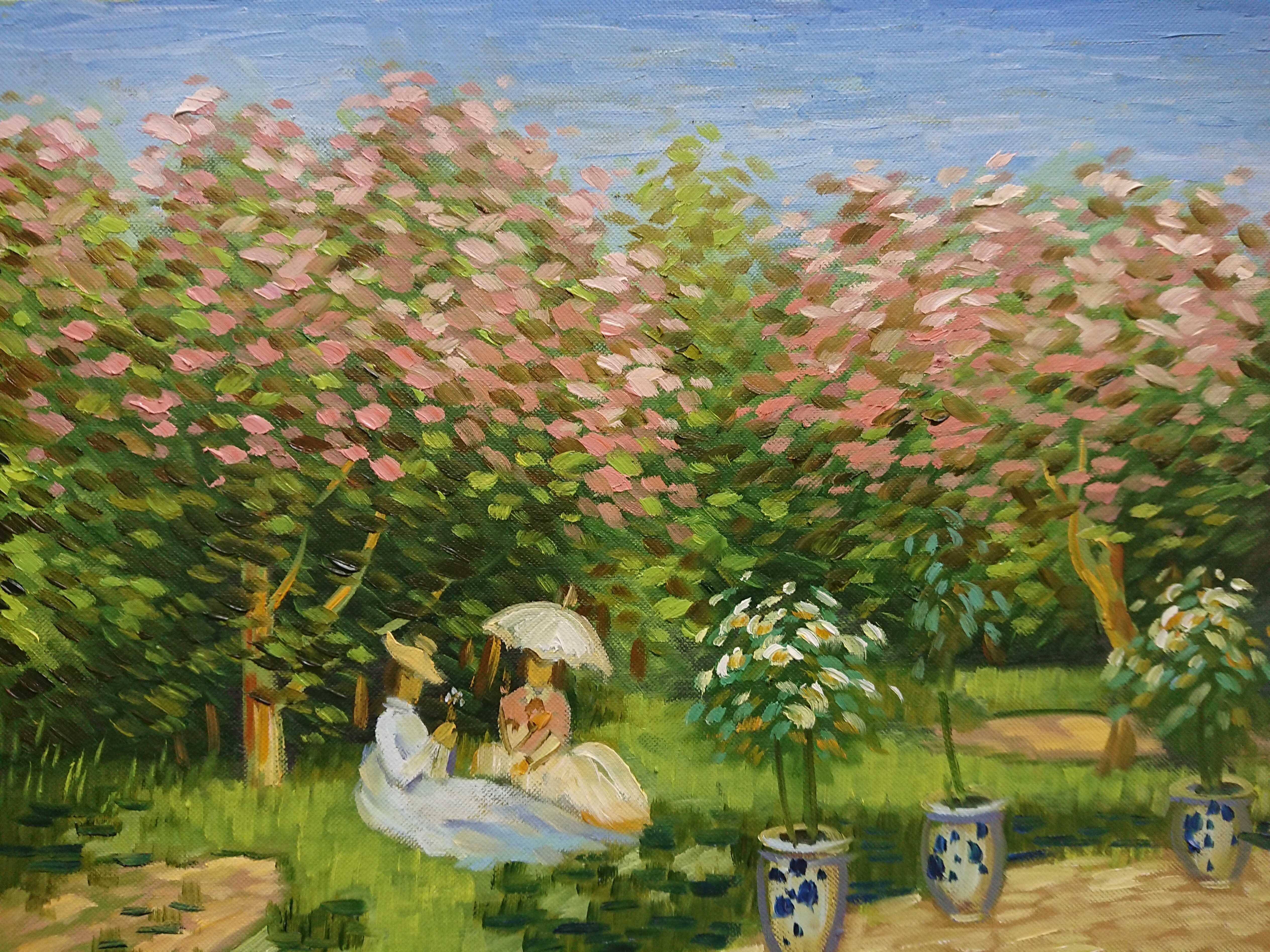 Tranh Sơn Dầu Vẽ Tay 30x40cm - Thì Thầm Mùa Xuân (Monet)