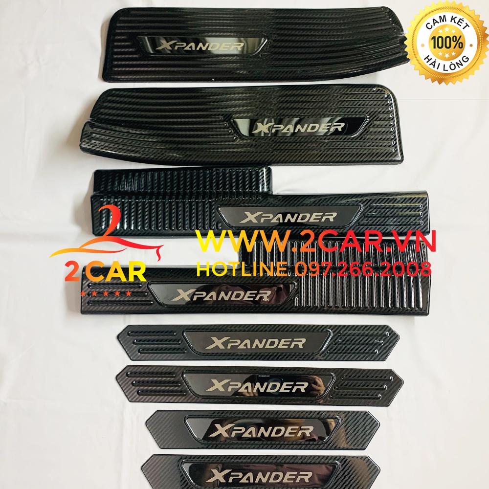ỐP BẬC CỬA, NẸP BƯỚC CHÂN TRONG NGOÀI CARBON XE MITSUBISHI XPANDER VÂN CACBON 2018 - 2021 - 2022 hàng cao cấp