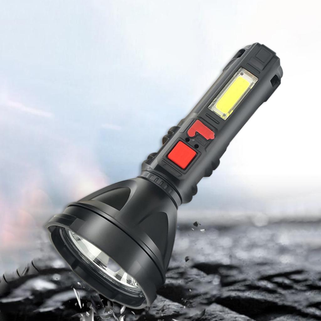 Rechargeable LED Flashlight, 4 Light Modes, Waterproof, COB Side Light Flashlight for Emergency, Hiking, Home and More, USB Cable Included