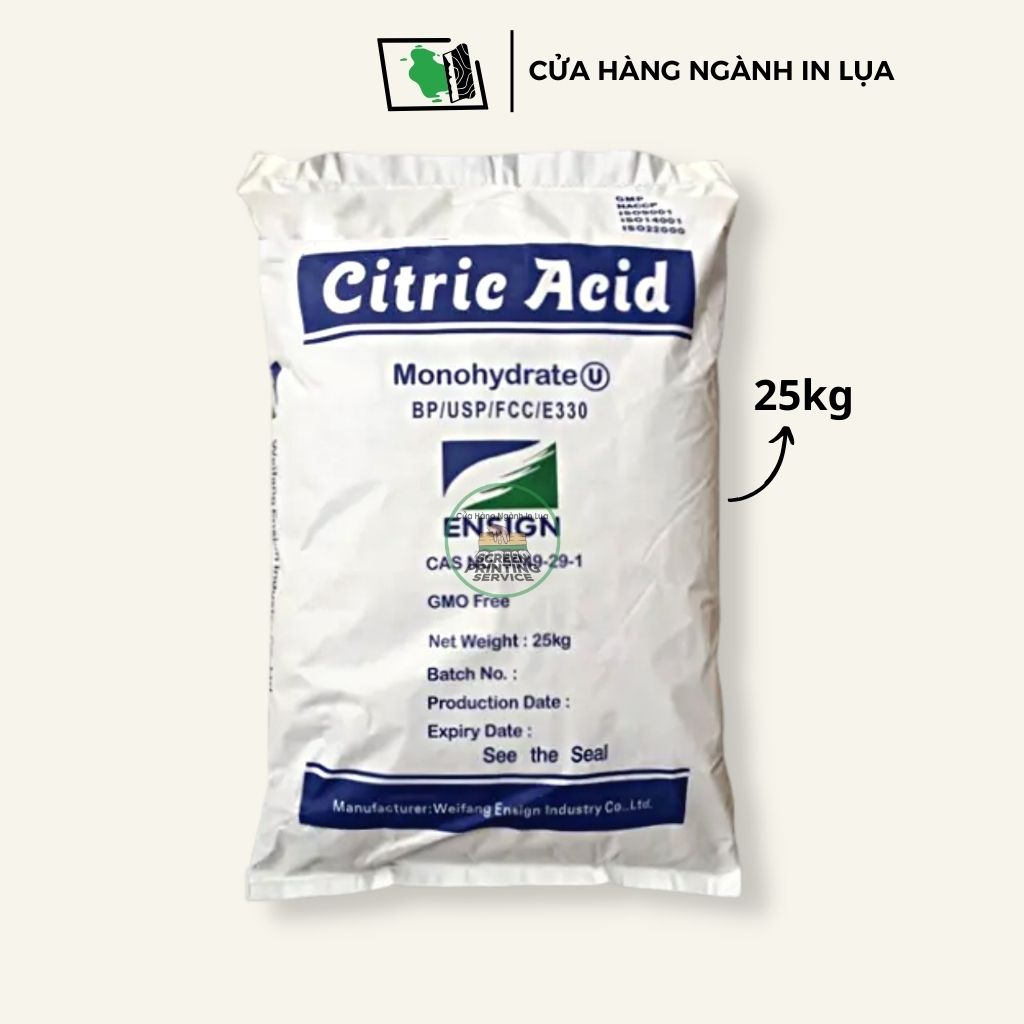 Bao 25 kg Axit chanh, acid citric, bột chanh điều chỉnh PH, bột tạo độ chua