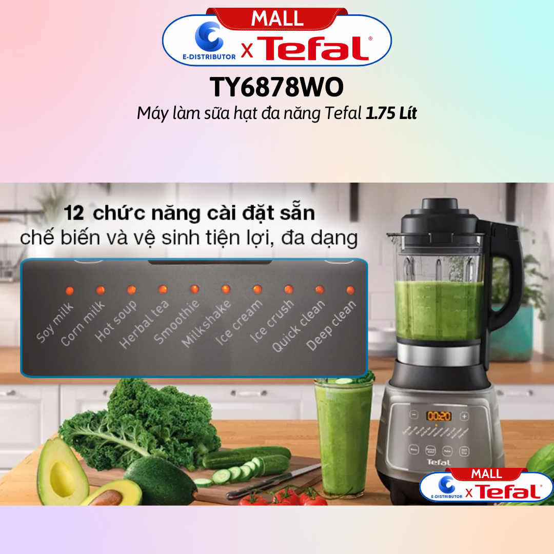 Máy làm sữa hạt đa năng Tefal BL967B66 - Dung tích 1.75 lít - Hàng Chính Hãng