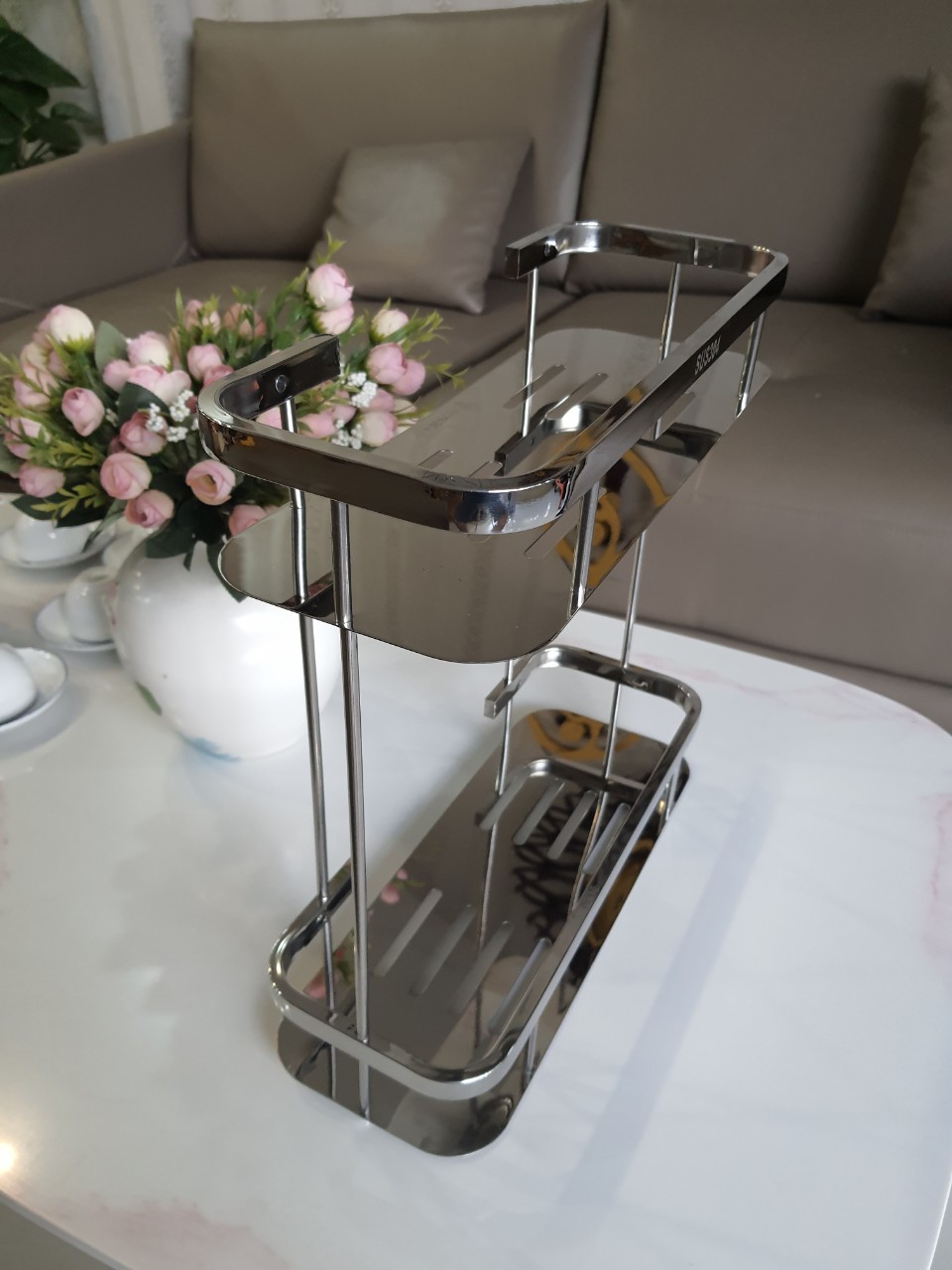 Kệ chữ nhật 2 tầng nhà tắm Inox SUS304