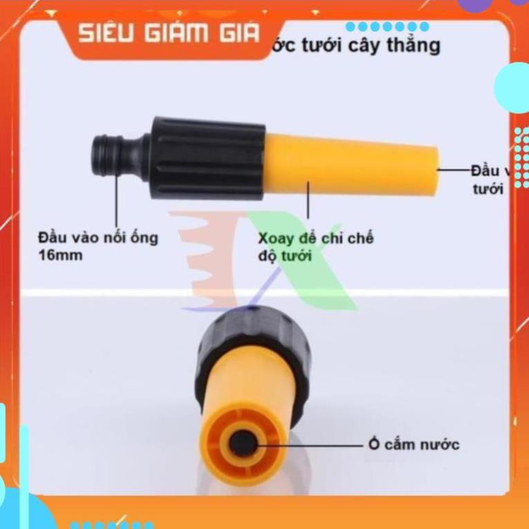 Bộ vòi xịt nước tưới cây, rửa xe VOI-N16.534, Bộ 4 món vòi thẳng + 10m Dây 12/16 mm
