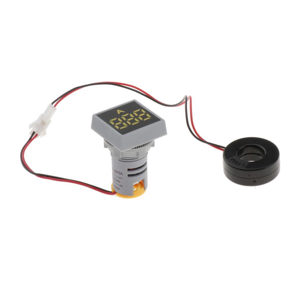 22mm AC 0-100A Ammeter Current Meter LED Digital Display Mini Square