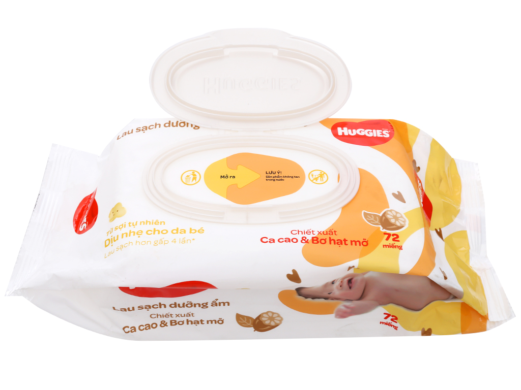 Khăn ướt em bé Huggies không mùi gói 72 miếng - Hàng chính hãng