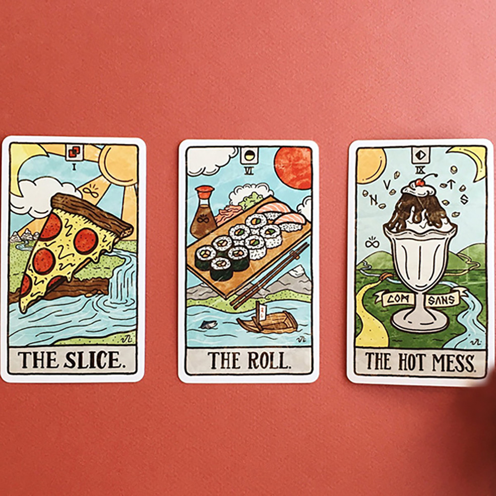 Bài Tarot Food Fortunes Tarot A Deck of Dinner Divination Tặng Đá Thanh Tẩy