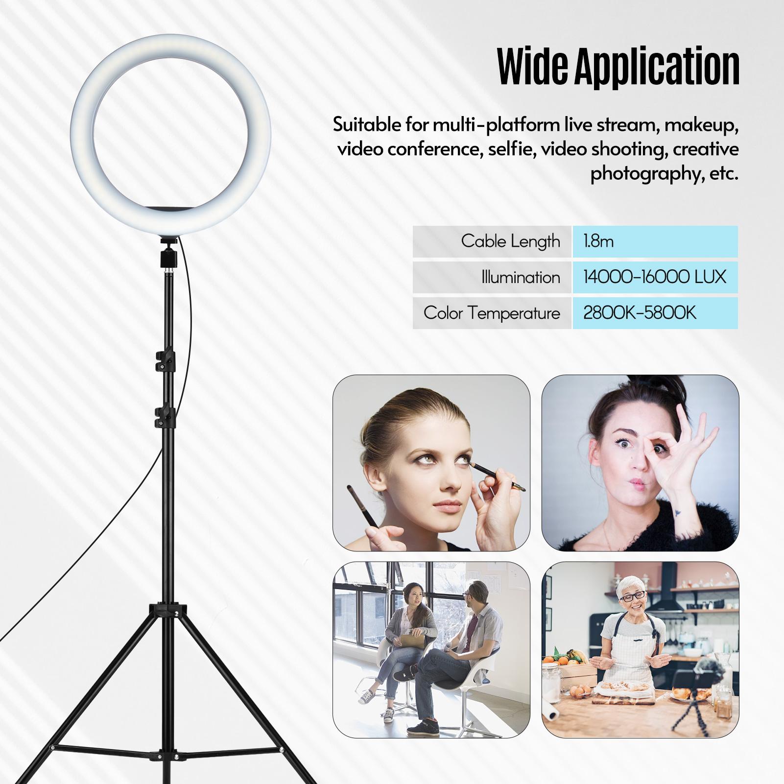 Đèn LED 13 inch ánh sáng chụp ảnh nhiệt độ hai màu 2800K-5800K 10 mức độ sáng có thể điều chỉnh với chân máy