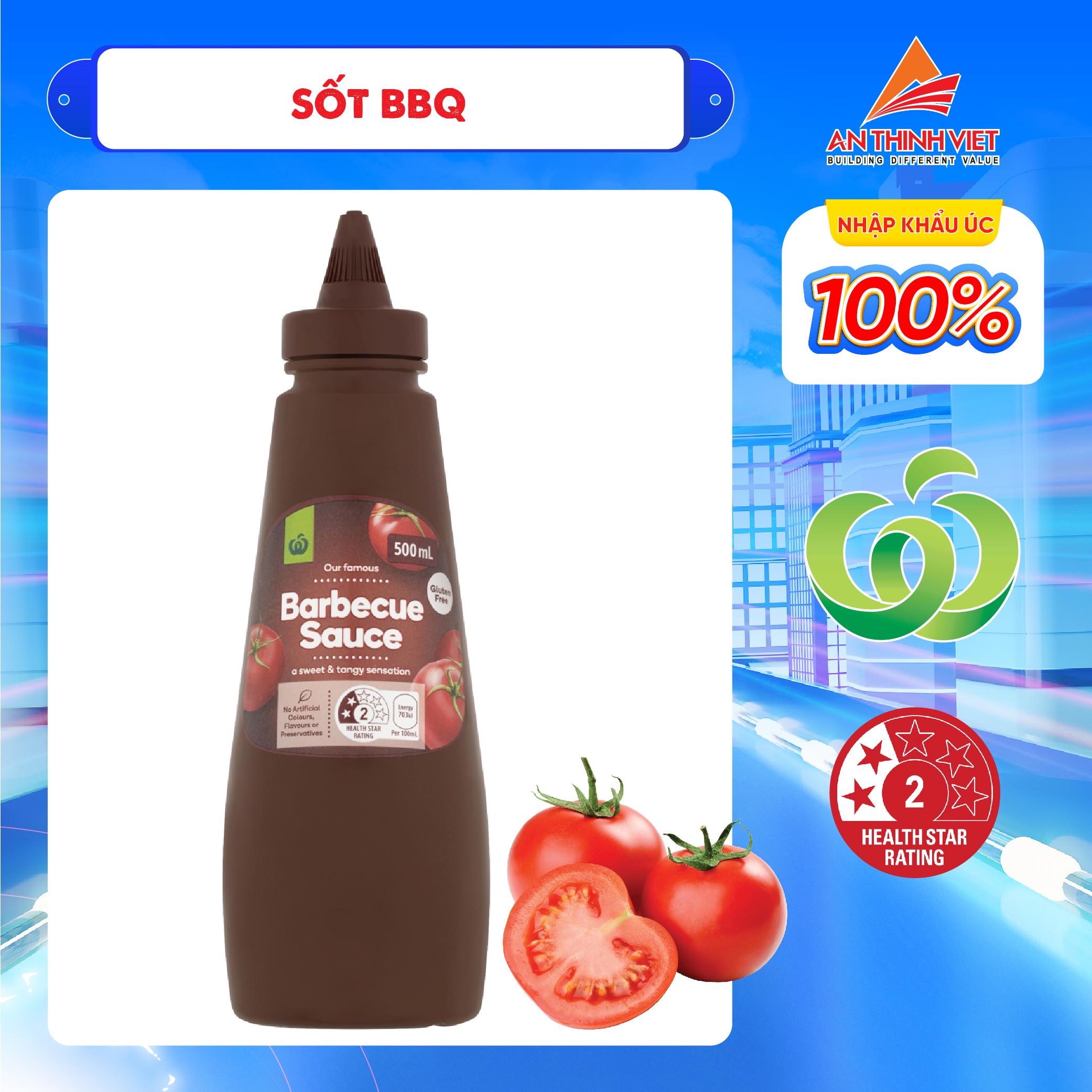 Sốt Chấm, ướp thịt nướng BBQ - Woolworths Barbecue Sauce Squeeze 500mI