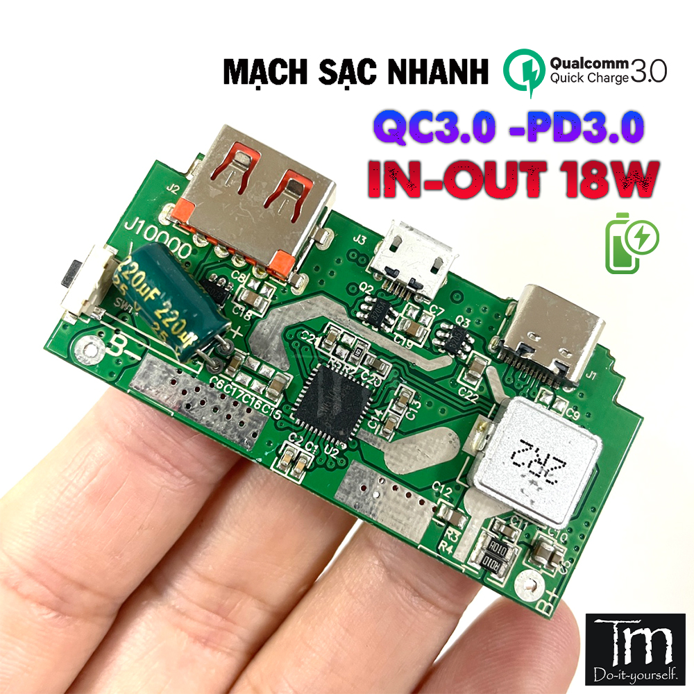 Mạch Sạc Dự Phòng Sạc Nhanh 18W QC3.0 PD3.0 A