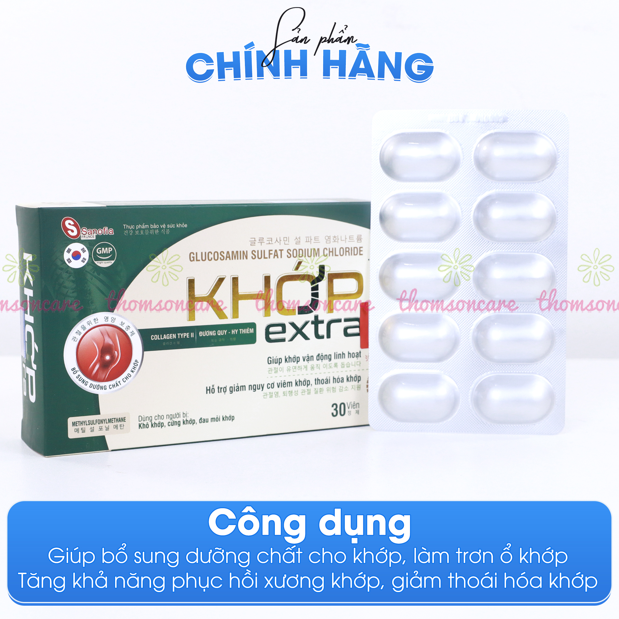 Viên Khớp Extra Hộp 30 viên - Bổ sung chất nhầy, giảm đau xương khớp, thoái hóa khớp từ thảo dược - Thomsoncare