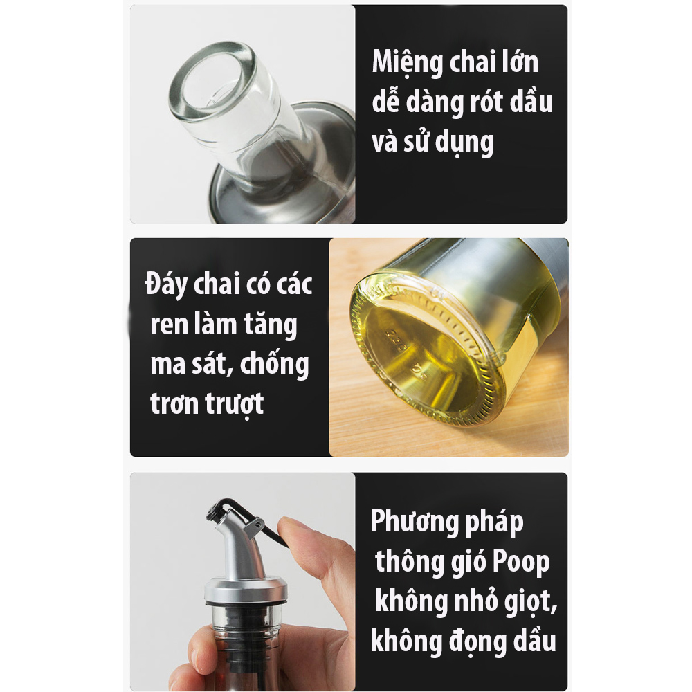 Chai Đựng Dầu Ăn - Nước Mắm Thủy Tinh Bọc Thép Chống Gỉ   Miệng Chai Có Đầu Rót Chống Tràn Siêu Tiện Dụng Hàng Loại 1 Cao Cấp