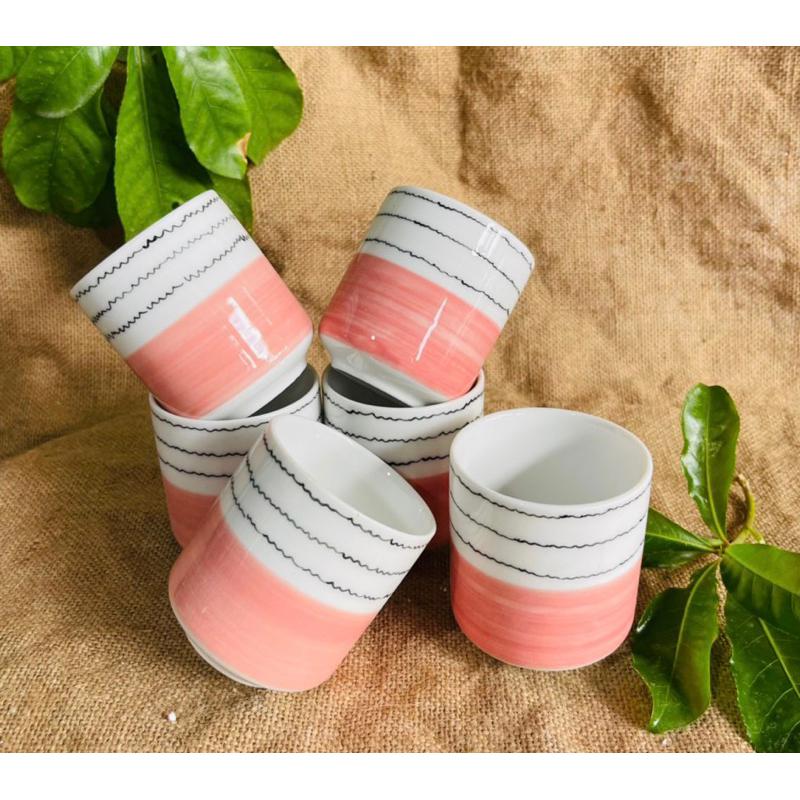 Set 6 ly(cốc) dung tích 180ml. Gốm sứ Bát Tràng.