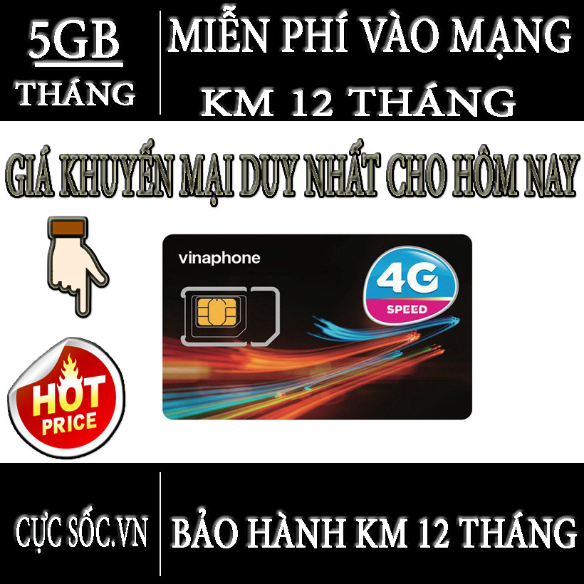 Sim 4G Vinaphone Vina 5GB/Tháng Trọn Gói 1 Năm Miễn Phí-Gói D500 - Hàng Chính Hãng - Mẫu ngẫu nhiên