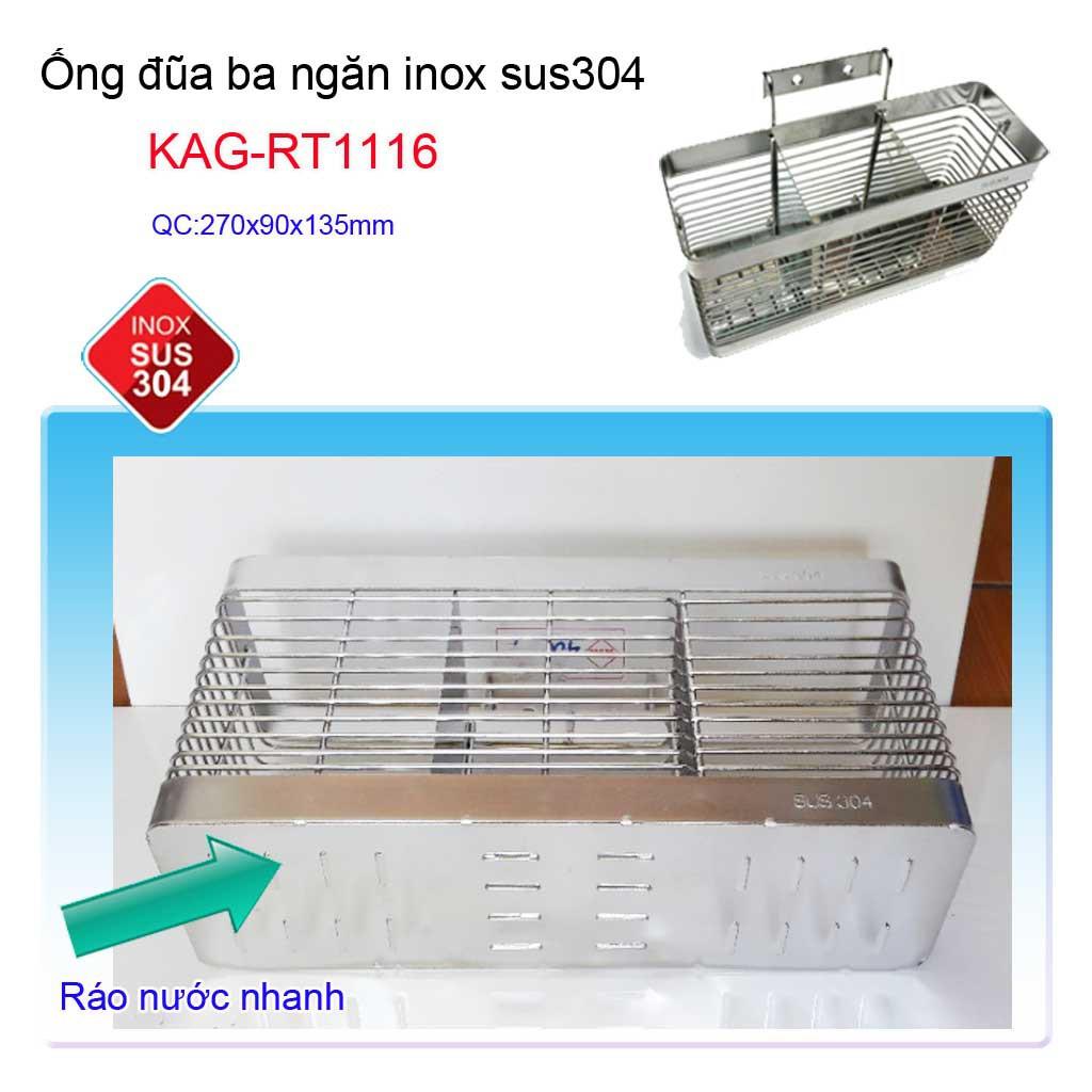 Ống đũa 3 ngăn KAG-RT1116 , kệ đũa 3 ngăn ống đựng đũa nhà bếp Inox SUS304 siêu bền giá tốt sử dụng tốt