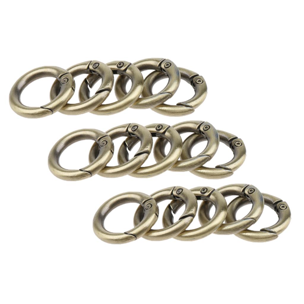 15pcs Zinc Alloy Round Carabiners Spring Buckles Snap Hook Keychain