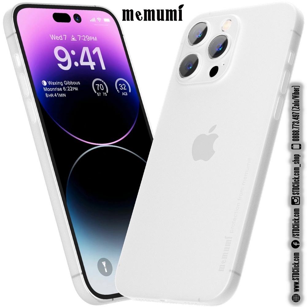 ỐP LƯNG DÀNH CHO ĐIỆN THOẠI IPHONE 14 PRO MEMUMI MỎNG LỤA