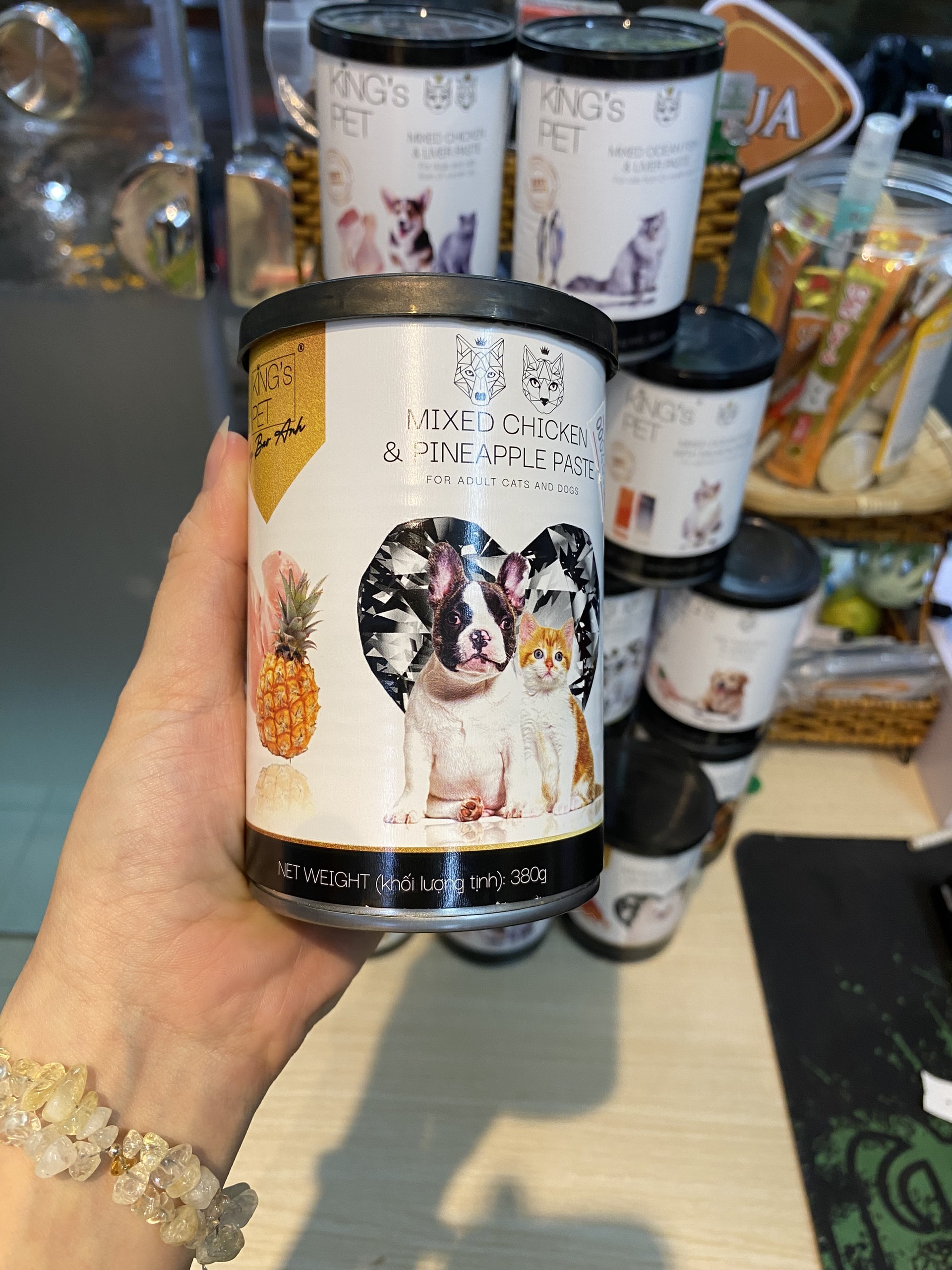 PATE KING PET by BẢO ANH CHO CẢ CHÓ MÈO KHÔNG CHẤT BẢO QUẢN NHIỀU VỊ LON 380G