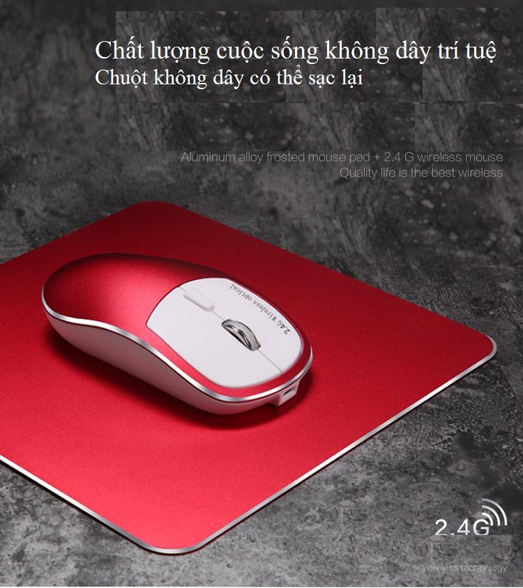 Chuột Máy Tính Không Dây Kèm Lót Chuột Kim Loại K.1