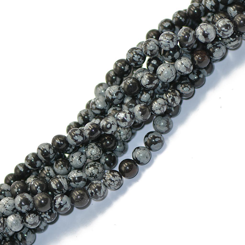 Obsidian Precious Stones Loose Round Beads Shutter 6 Mm / 15 Inches