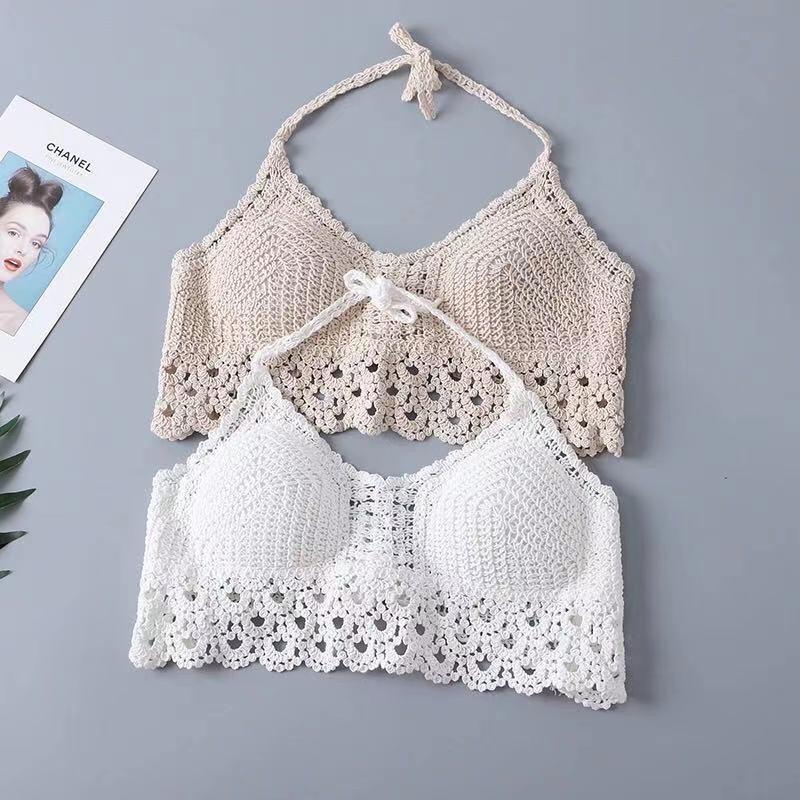 Áo bra nữ sợi móc kiểu vây cá đi biển cực xinh️bikini len móc