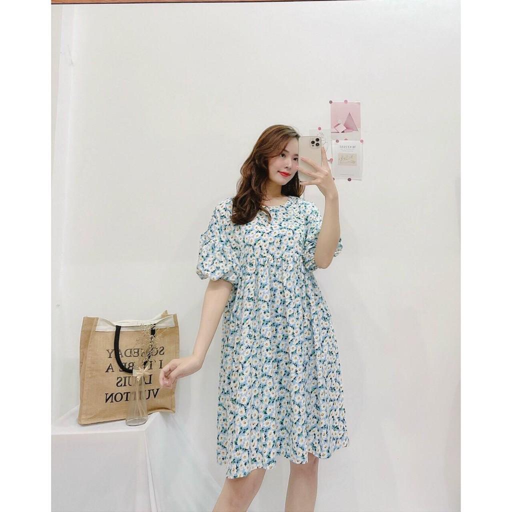 ĐẦM BABYDOLL TAY LỠ DÁNG XÒE CỔ TRÒN-hình thật shop chụp