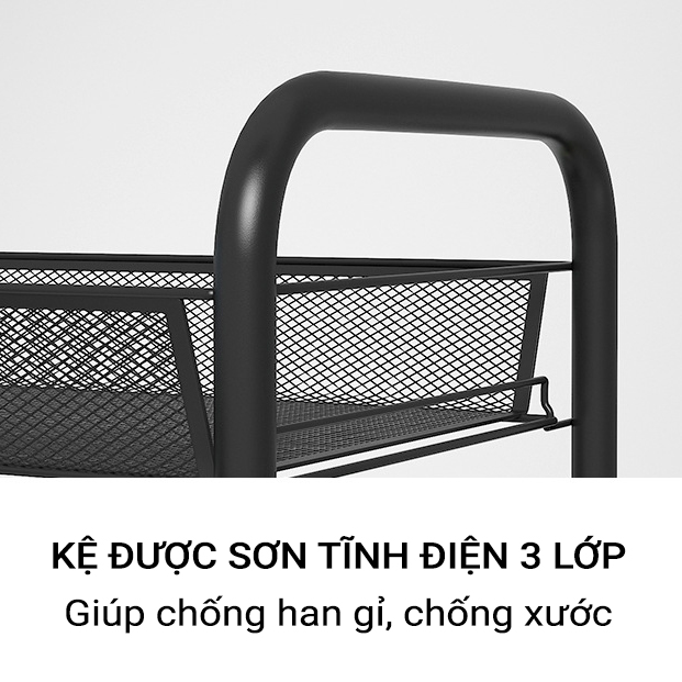 Kệ Đa Năng Mặt Lưới Dày Dặn Kệ Xe Đẩy Spa Có Bánh Xe Tiện Lợi Thép Carbon Cao Cấp Kệ Bỉm Sữa Đựng Mỹ Phẩm VANDO