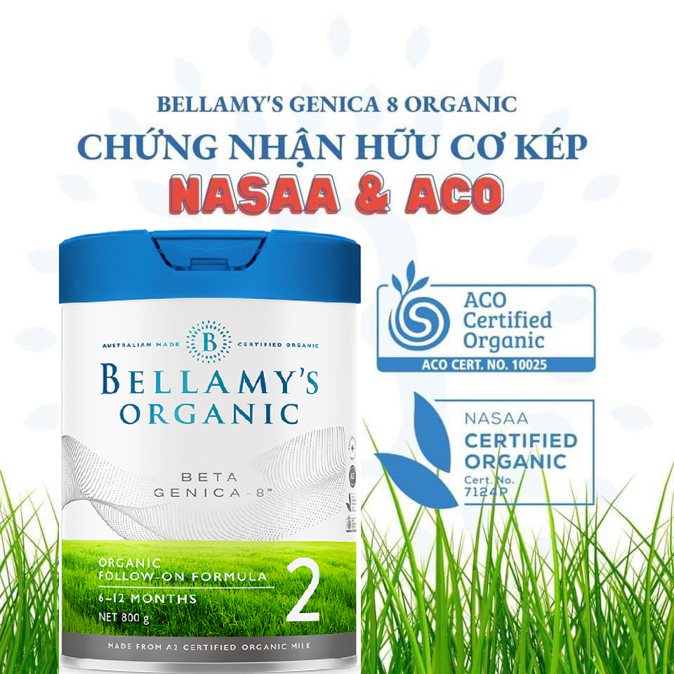 Sữa hữu cơ Bellamy's Organic Beta Genica 8+ số 2 (350G) - Nhập khẩu Úc